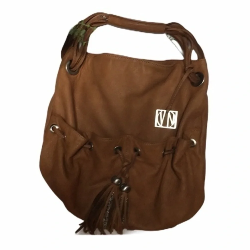 VN leather saddle brown hobo bag